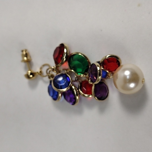 Statement Boho Disc Earrings – Gold-Tone with Multicolor Stone Cluster - Jewelry - Picture 4 of 5